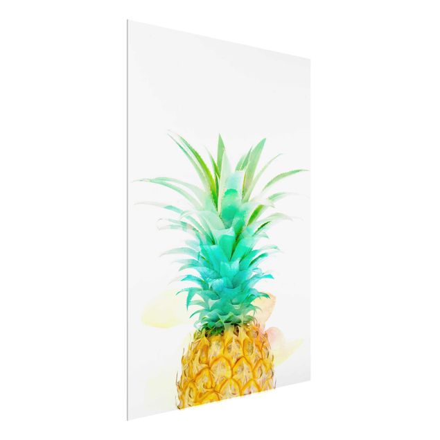 Glasschilderijen Pineapple Watercolour