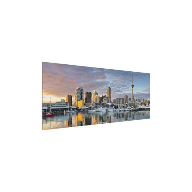 Glasschilderijen Auckland Skyline Sunset