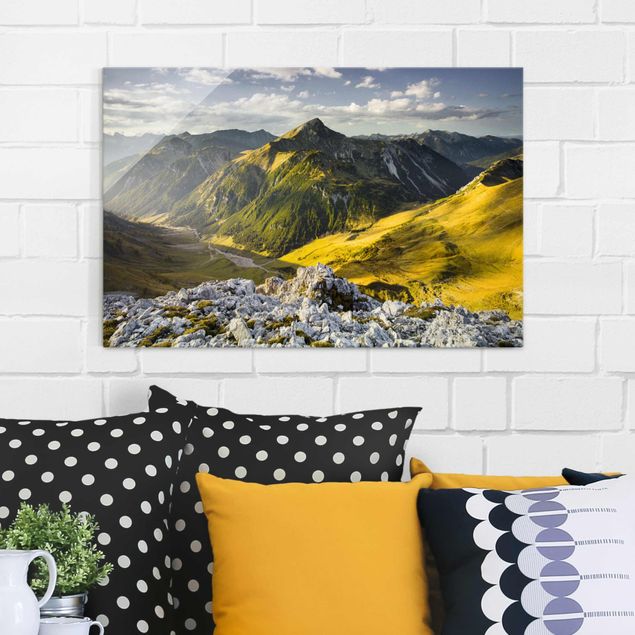 Glas Magnetboard Mountains And Valley Of The Lechtal Alps In Tirol