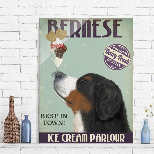 Magnettafel Glas Bernese Mountain Dog With Ice