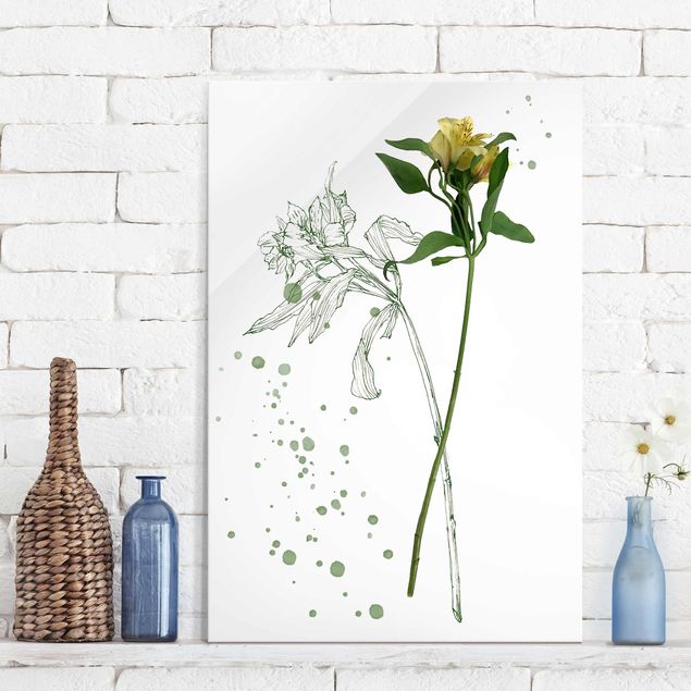 Glas Magnettafel Botanical Watercolour - Lily