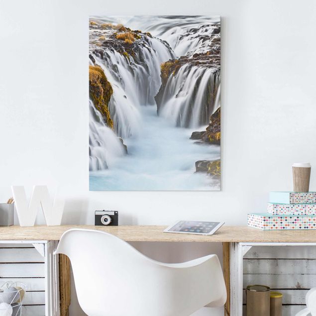Glasschilderijen Brúarfoss Waterfall In Iceland