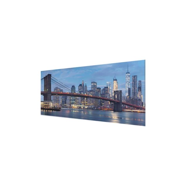Glasschilderijen Brooklyn Bridge Manhattan New York