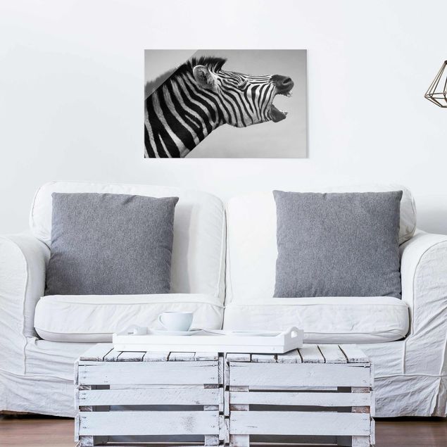 Glasschilderijen Roaring Zebra ll