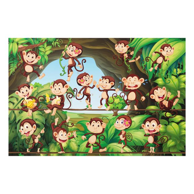 Glasschilderijen Jungle Monkeys