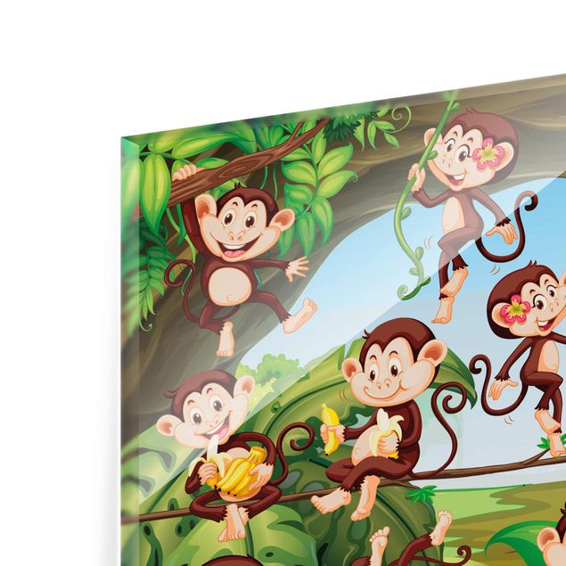 Glasschilderijen Jungle Monkeys