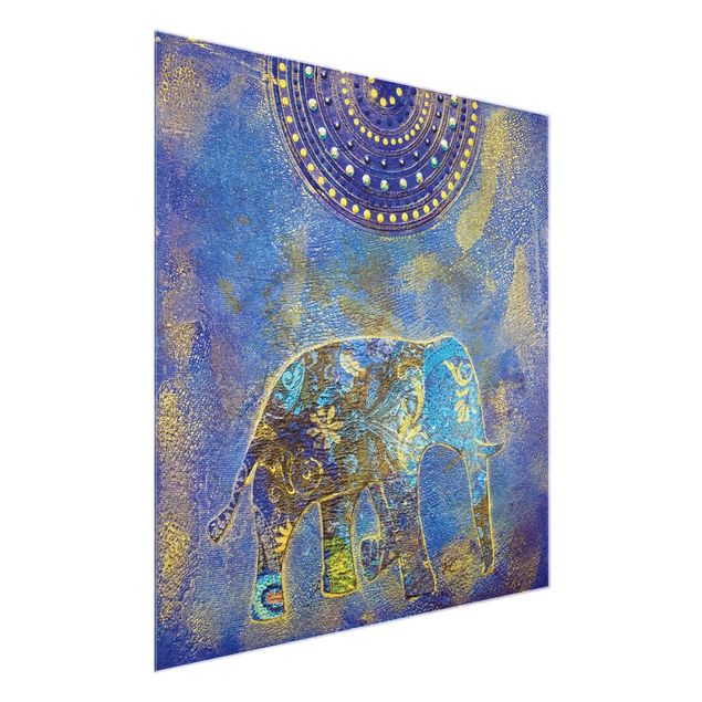Glasschilderijen Elephant In Marrakech