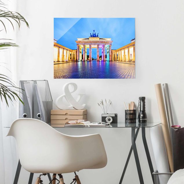 Glasschilderijen Illuminated Brandenburg Gate