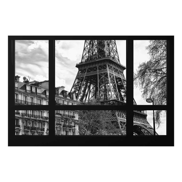 Glasschilderijen Window View Paris - Close To The Eiffel Tower