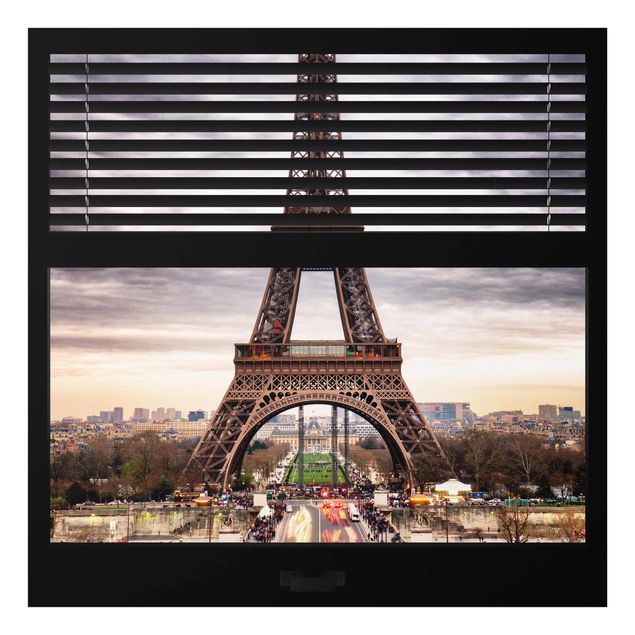 Glasschilderijen Window Blinds View - Eiffel Tower Paris