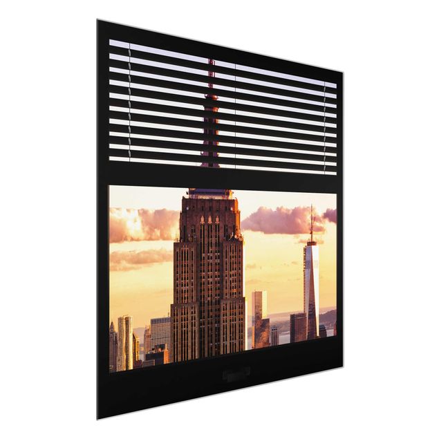 Glasschilderijen Window View Blind - Empire State Building New York
