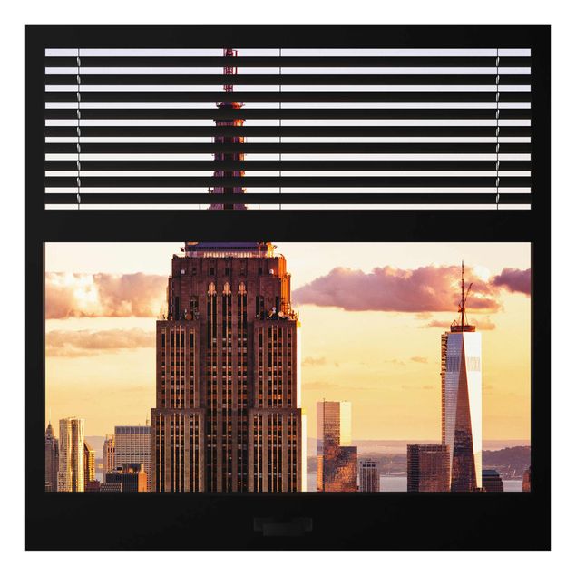 Glasschilderijen Window View Blind - Empire State Building New York