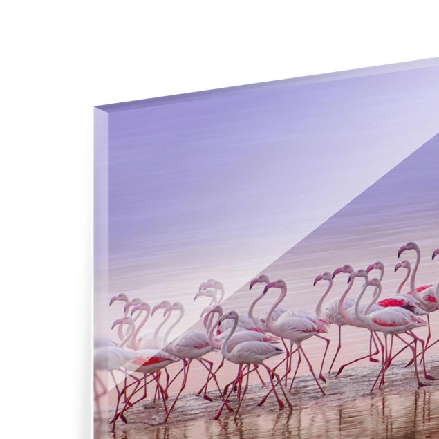 Glasschilderijen Flamingo Party