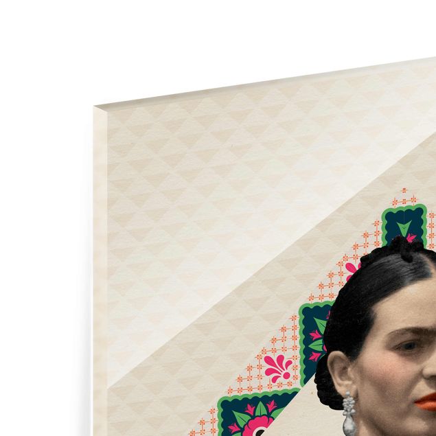 Glasschilderijen Frida Kahlo - Flowers And Geometry