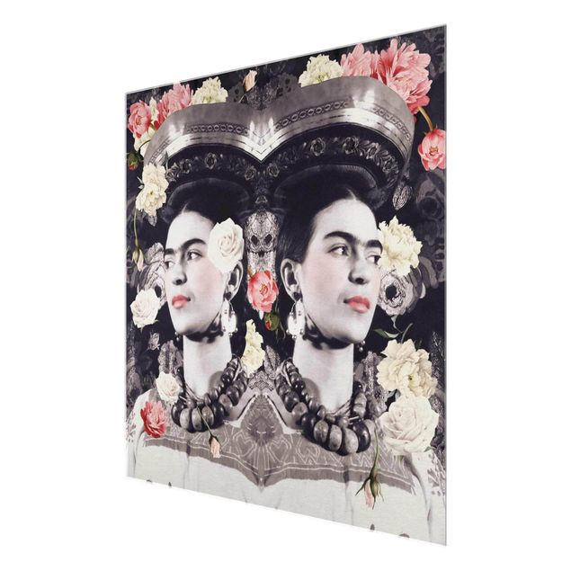Glasschilderijen Frida Kahlo - Flower Flood