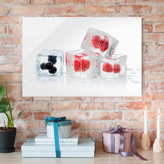 Glas Magnettafel Friut In Ice Cubes