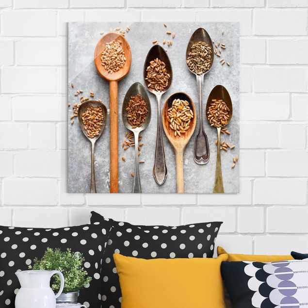 Glasschilderijen Cereal Grains Spoon
