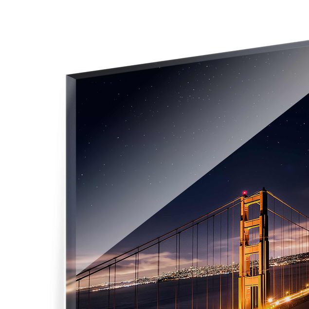 Glasschilderijen Golden Gate To Stars