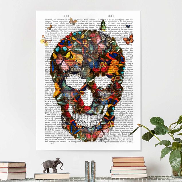 Glas Magnettafel Scary Reading - Butterfly Skull