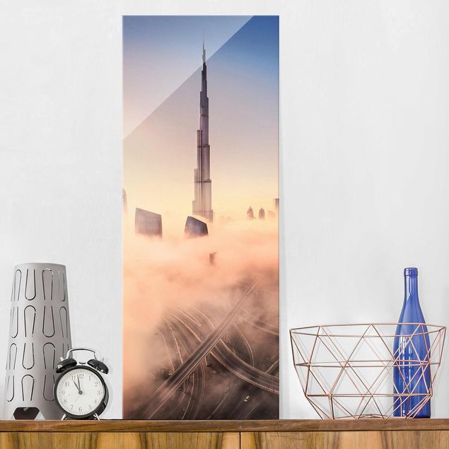 Magnettafel Glas Heavenly Dubai Skyline