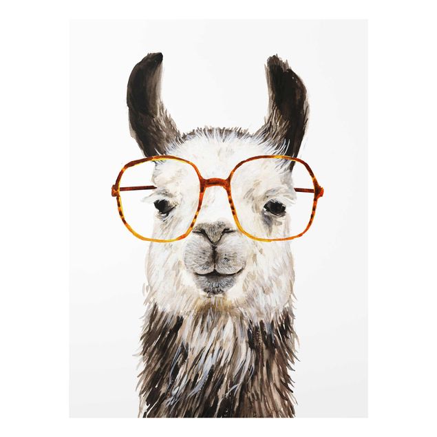 Glasschilderijen Hip Lama With Glasses IV