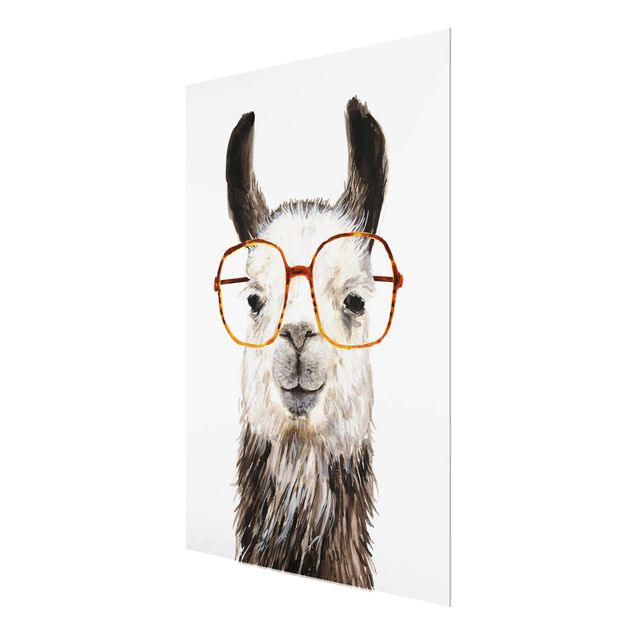 Glasschilderijen Hip Lama With Glasses IV