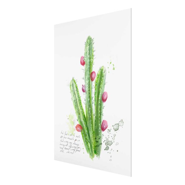 Glasschilderijen Cactus With Bibel Verse II