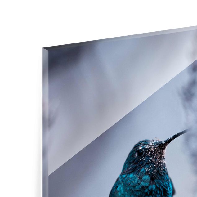 Glasschilderijen Hummingbird In Winter