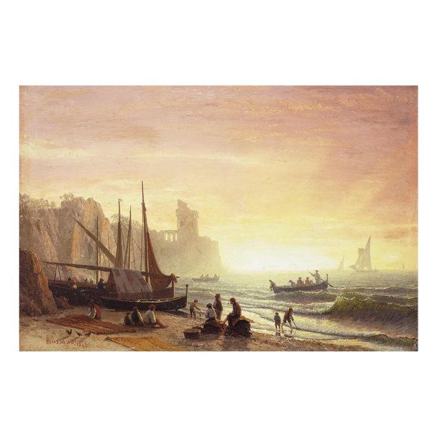 Glasschilderijen Albert Bierstadt - The Fishing Fleet