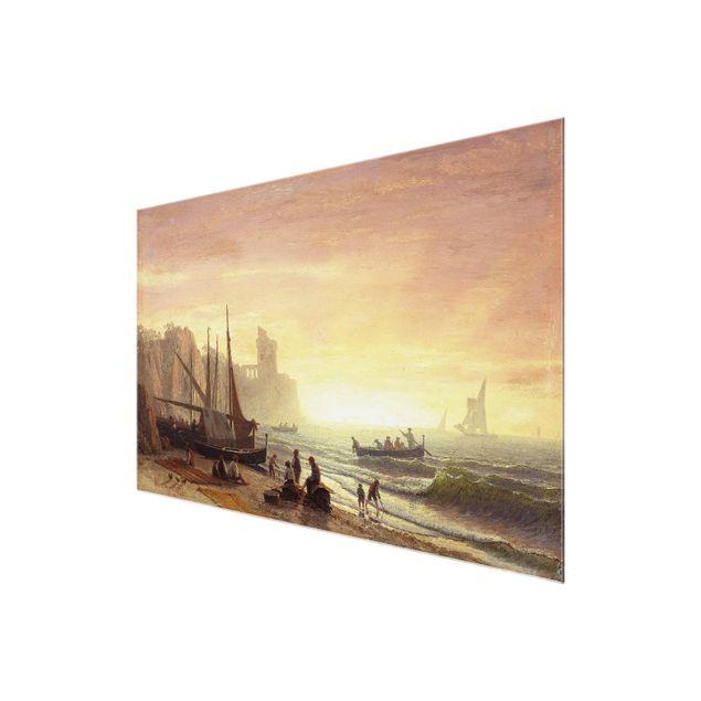 Glasschilderijen Albert Bierstadt - The Fishing Fleet
