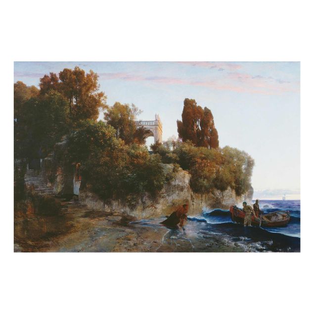 Glasschilderijen Arnold Böcklin - Castle by the sea