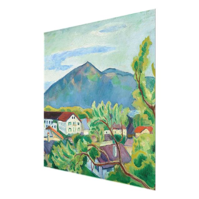 Glasschilderijen August Macke - Spring Landscape in Tegernsee