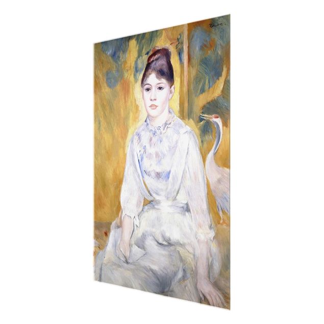 Glasschilderijen Auguste Renoir - Young girl with a swan