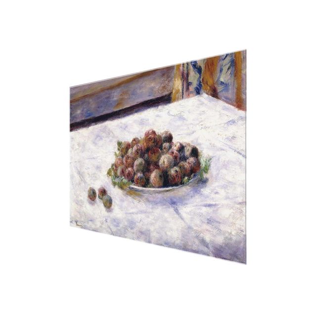 Glasschilderijen Auguste Renoir - Still Life, A Plate Of Plums