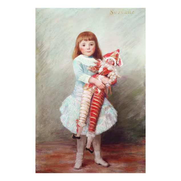 Glasschilderijen Auguste Renoir - Suzanne with Harlequin Puppet