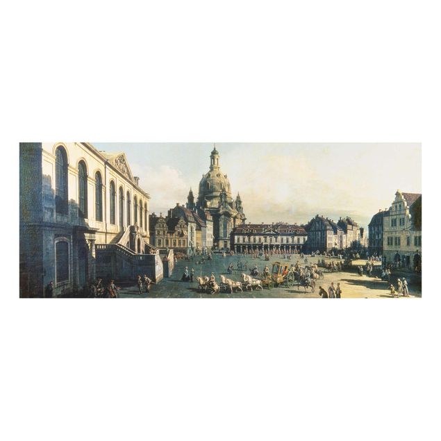 Glasschilderijen Bernardo Bellotto - New Market Square In Dresden From The Jüdenhof
