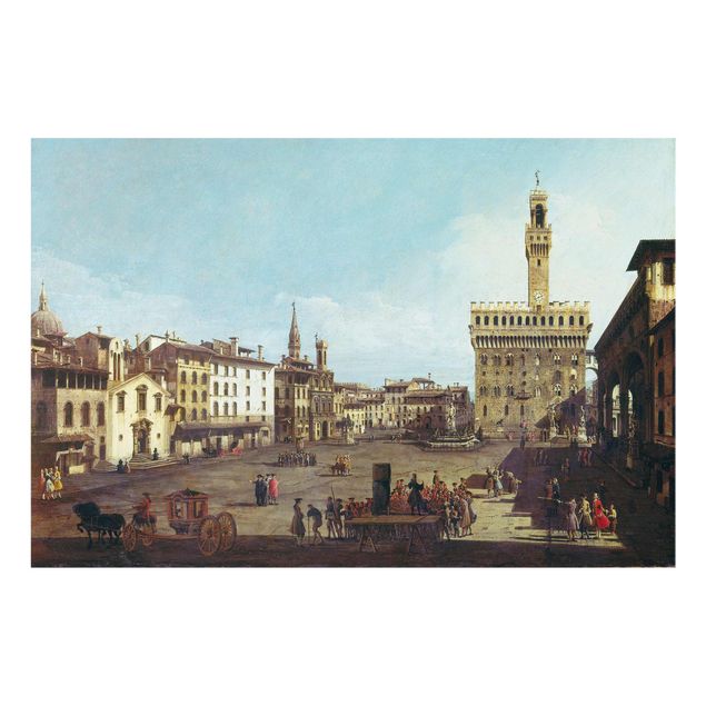 Glasschilderijen Bernardo Bellotto - The Piazza della Signoria in Florence