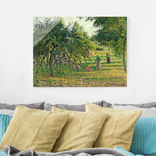 Glasschilderijen Camille Pissarro - Apple Trees And Tedders, Eragny