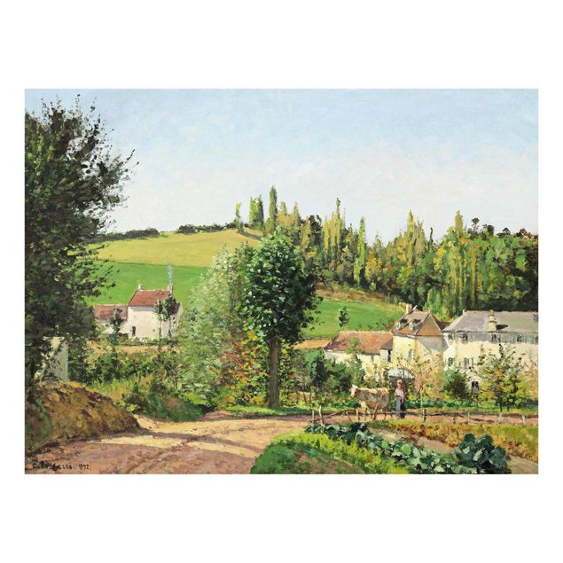 Glasschilderijen Camille Pissarro - Hamlet In The SurRolling Hillss Of Pontoise