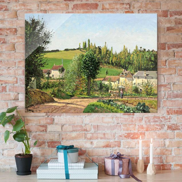 Magnettafel Glas Camille Pissarro - Hamlet In The SurRolling Hillss Of Pontoise