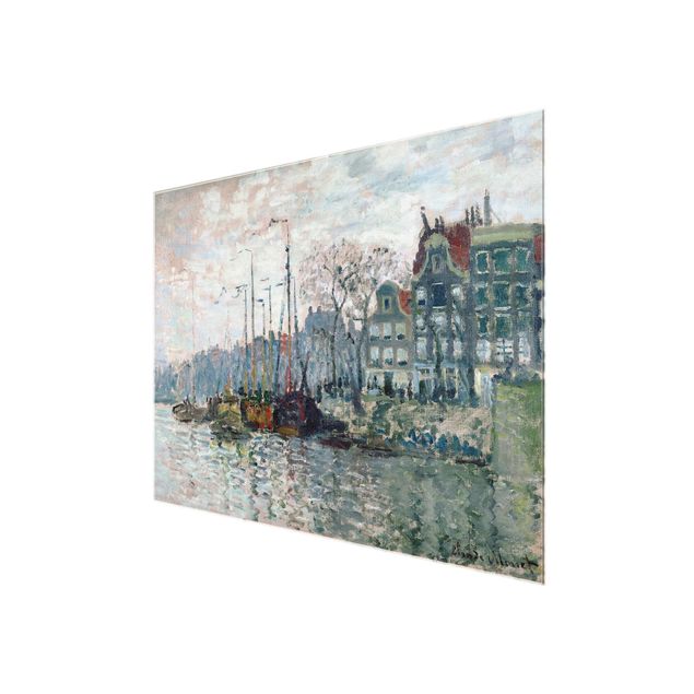 Glasschilderijen Claude Monet - View Of The Prins Hendrikkade And The Kromme Waal In Amsterdam