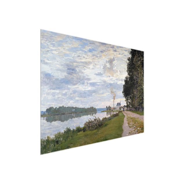 Glasschilderijen Claude Monet - The Waterfront At Argenteuil