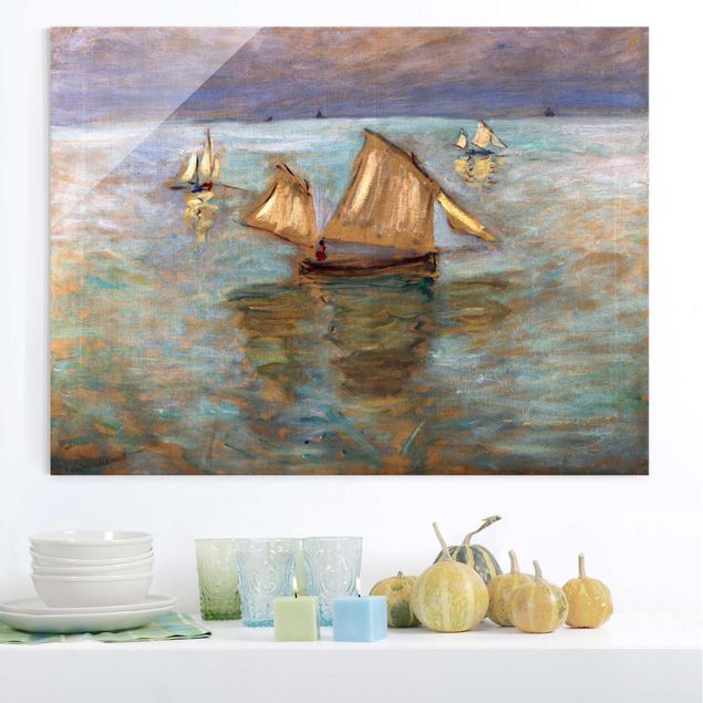 Glas Magnettafel Claude Monet - Fishing Boats Near Pourville