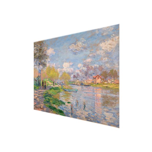 Glasschilderijen Claude Monet - Spring On The Seine