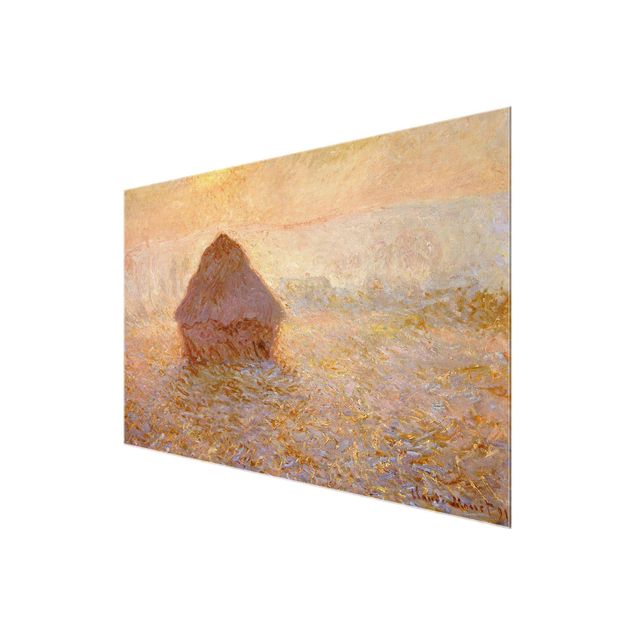 Glasschilderijen Claude Monet - Haystack In The Mist