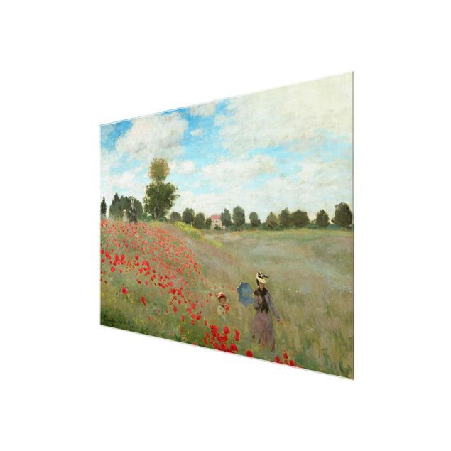 Glasschilderijen Claude Monet - Poppy Field Near Argenteuil
