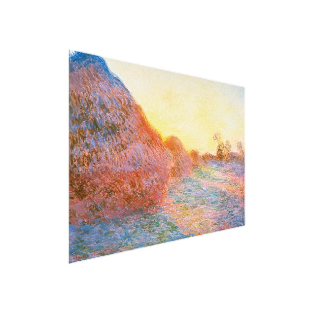 Glasschilderijen Claude Monet - Haystack In Sunlight