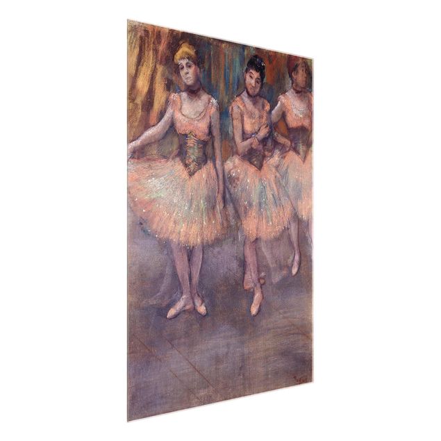 Glasschilderijen Edgar Degas - Three Dancers before Exercise