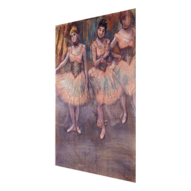 Glasschilderijen Edgar Degas - Three Dancers before Exercise