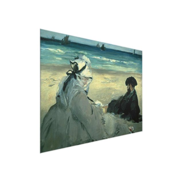 Glasschilderijen Edouard Manet - On The Beach